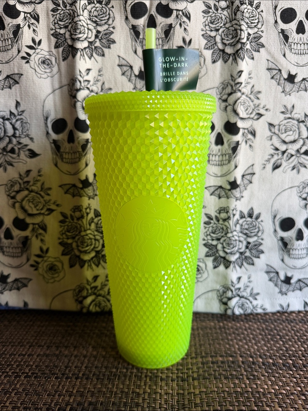 Rare-Starbucks reusable Glow-in-the-Dark Lime Green Studded Tumbler